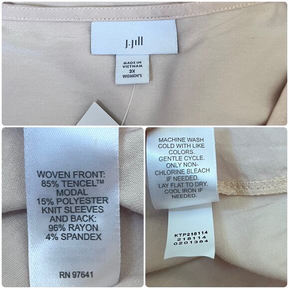 J Jill New Flaw V Neck Elbow Sleeve Crinkle Front Mix Media Boxy Blouse Plus 3X - Picture 11 of 12